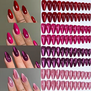 96-piece cat eye press-on nails set with light-reflective false nails