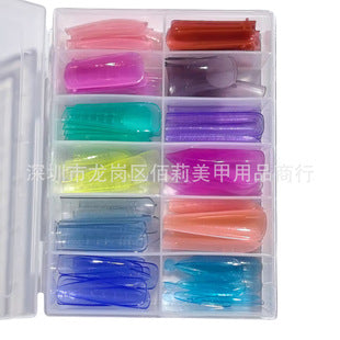 Close-up of nail extension forms for builder gel nail shaping and DIY manicure use