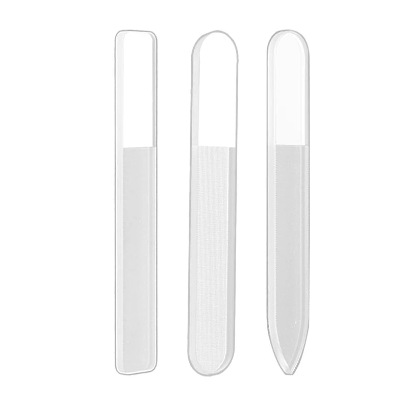 Nano glass nail file and included protective storage case