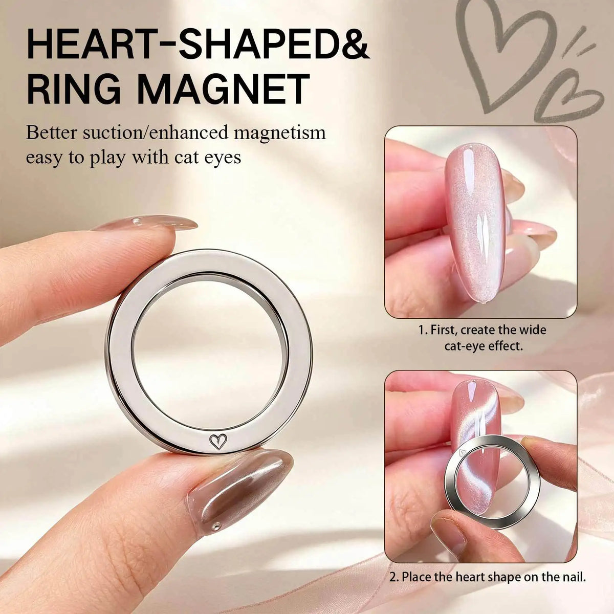 Close-up of strong magnetic nail art tool for creating cat eye gel polish effects