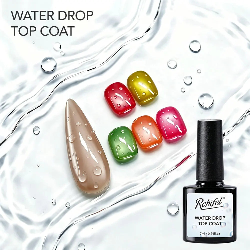 Clear gel nail top coat product packaging and formula detail for soak off UV LED manicure use