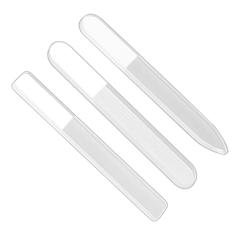 Finely textured glass nail buffer surface for smoothing and shining natural nails