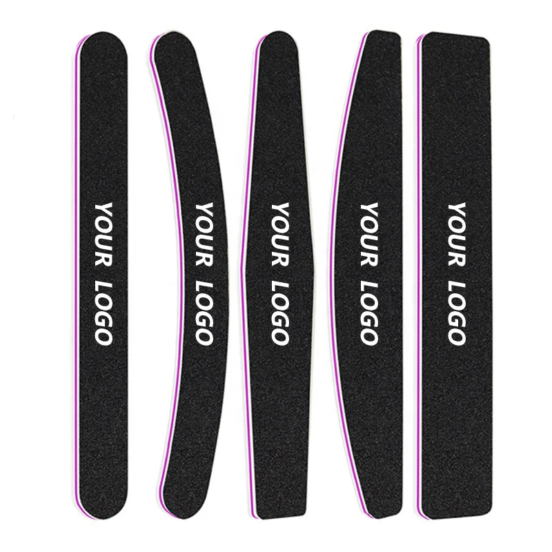 Black nail file and buffer set for professional manicure shaping, smoothing and nail preparation