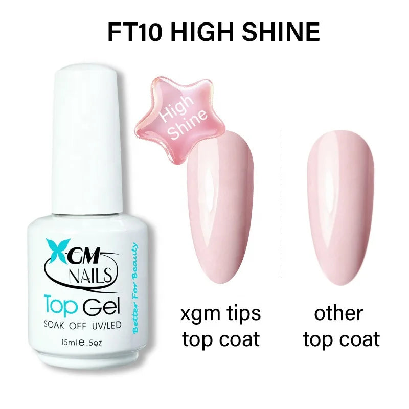 Clear no yellowing gel top coat UV sealing coat for glossy gel manicures and press on nail finishing