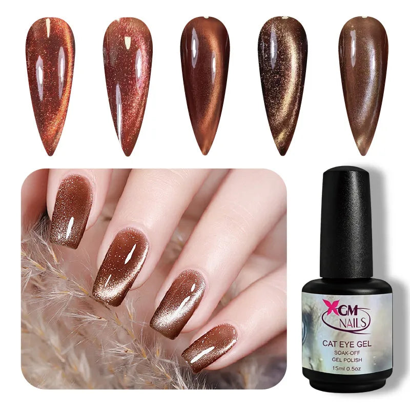 Autumn-inspired magnetic gel polish colors shown in the product collection