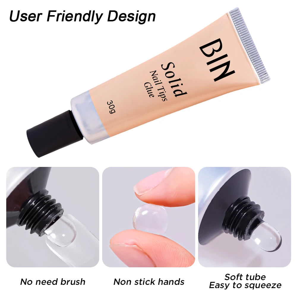 30g solid nail glue gel for clear nail tips, charms, rhinestones and 3D nail art
