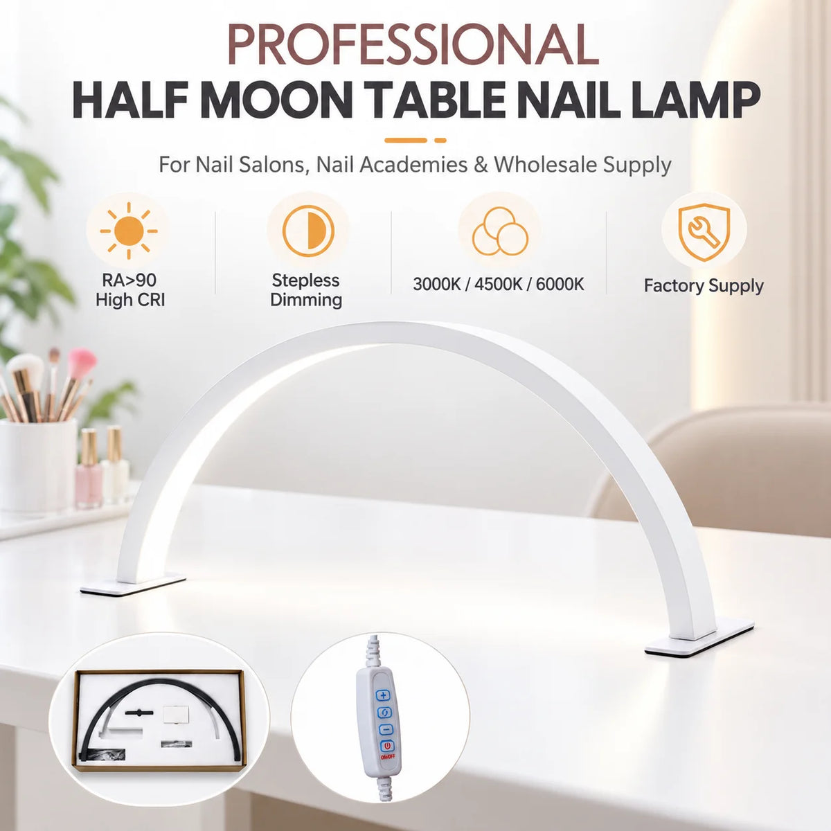 Half moon UV LED nail lamp for salon and home gel manicure stations