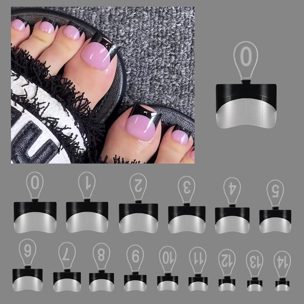 French Tip Half Cover Toe Nail Tips, Clear Soft Gel with Auxiliary Line for Fake False Toenail Extension, Sharp Square 150pcs