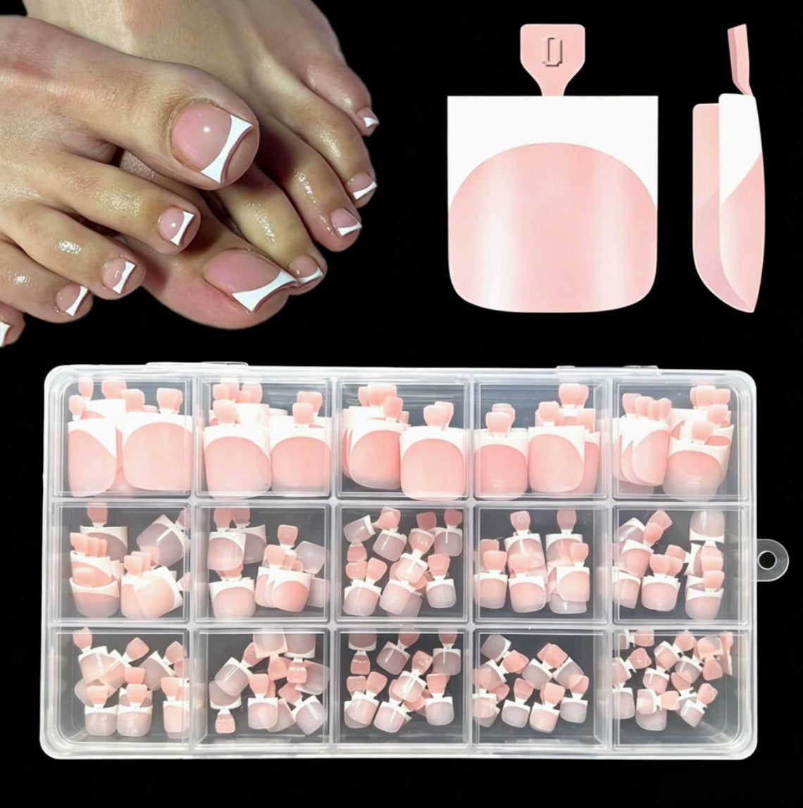 150pcs French Tip Toe Nail Tips Press on