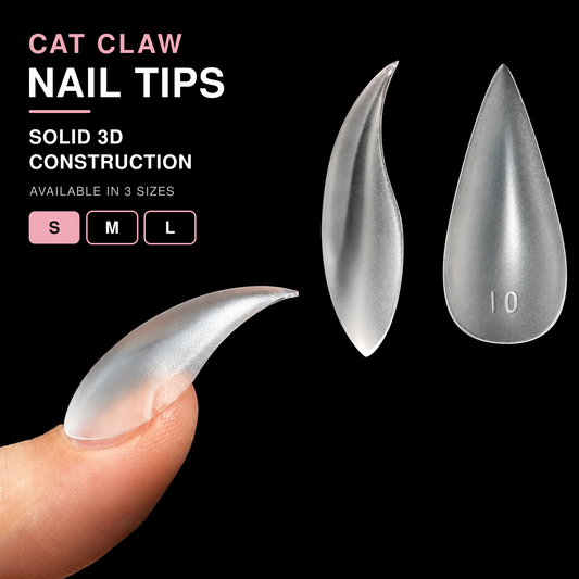 10pcs 3D Cat Claw Nail Tips, Short Curved Stiletto Clear Full Cover False Nails with Built-In Apex, PMMA Eagle Claw Nail Extensions for Halloween Cosplay, DIY Manicure & Salon Use