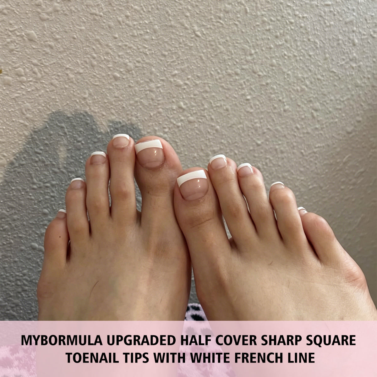 White French Tip Half Cover Toe Nail Tips, Clear Soft Gel with Auxiliary Line for Fake False Toenail Extension, Sharp Square 150pcs