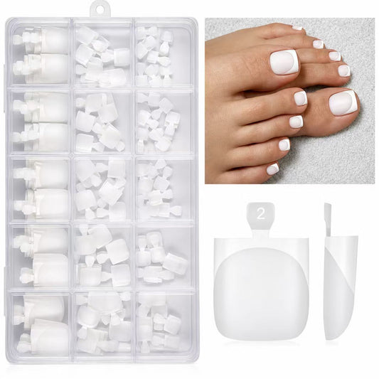 150Pcs Matte Milky White Sharp Square Toe French Nail Tip