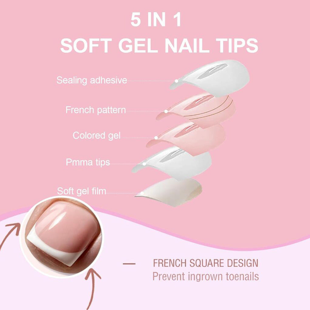 150pcs French Tip Toe Nail Tips Press on