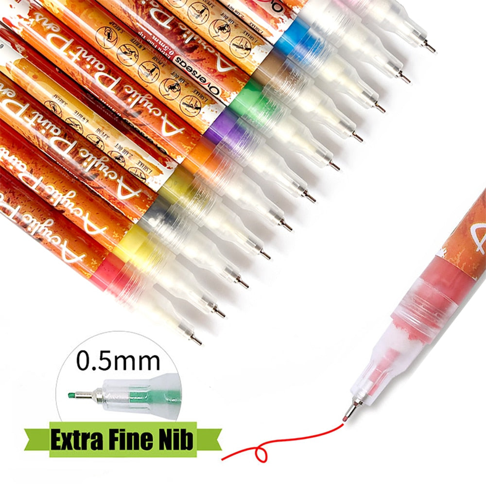 0.5mm 12 Colors nail graffiti pen