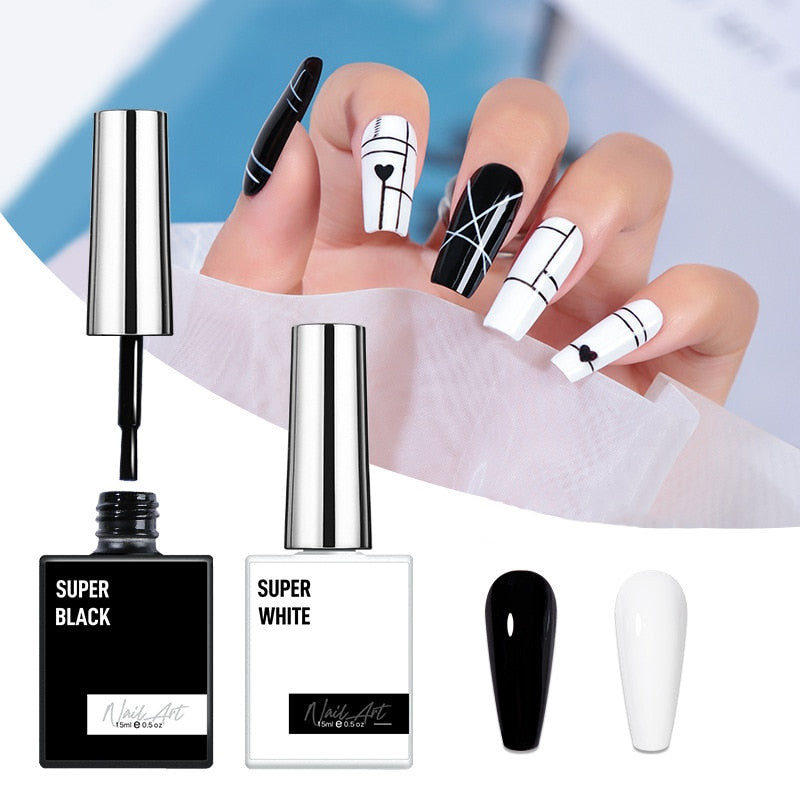 15ml Super Black and White Colors Gel Polish